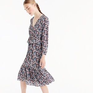 J Crew Ruffle Hem Prairie Dress Floral Boho Dress